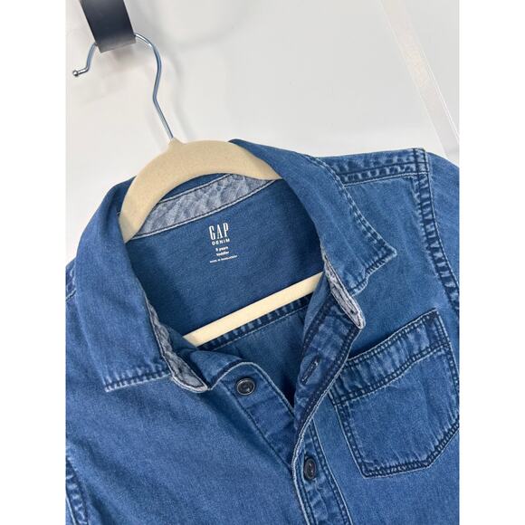 Gap Boys Denim Short Sleeve Button-Up Shirt Westernvibes Blue‎ Size 5 Years - Picture 3 of 10